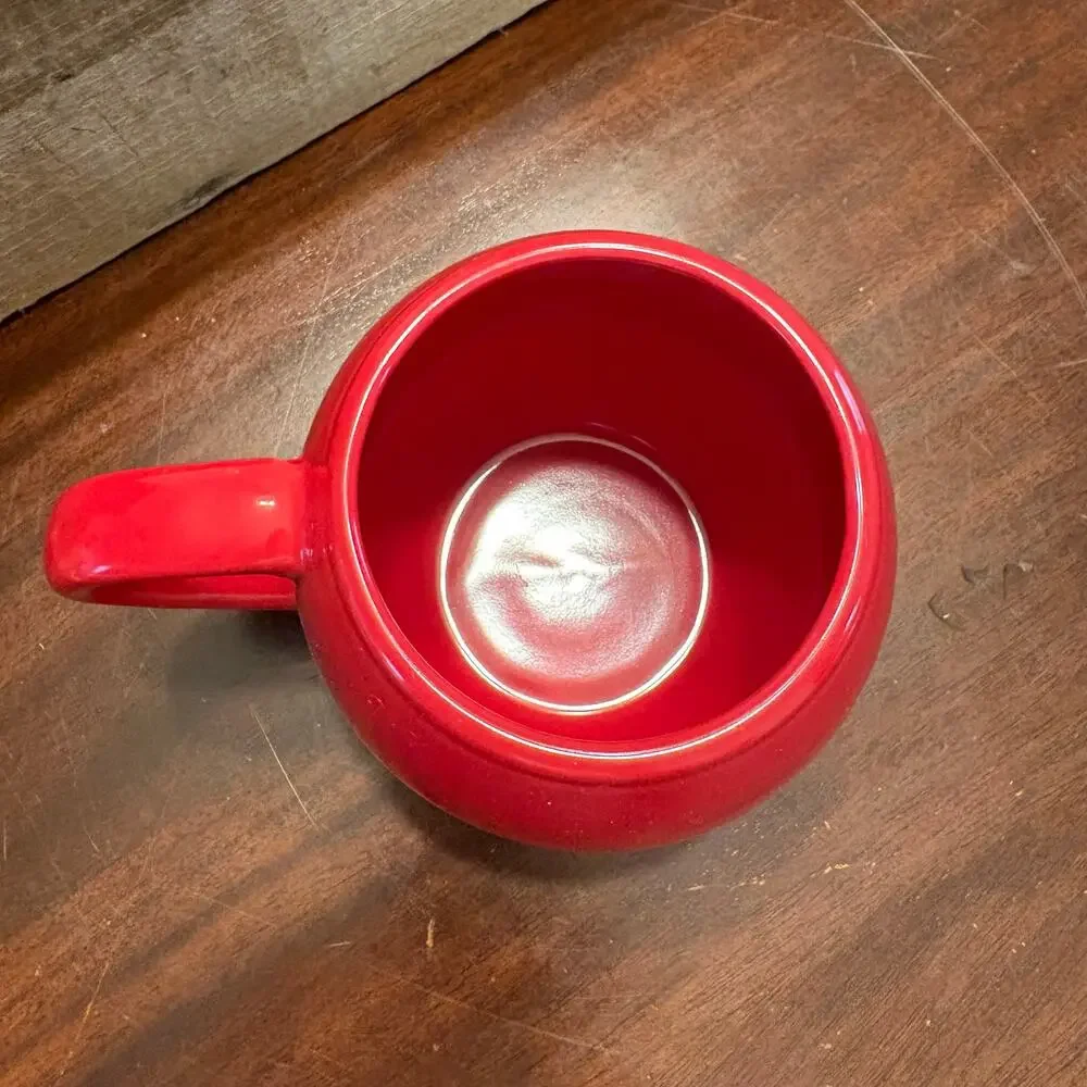 Glossy Red Ceramic Round Sphere Ball Coffee Mug Tea Cup 16oz Barrel Shape